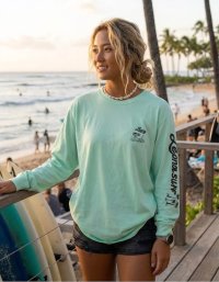 RYU AMBE×LEONA SURF BEACH  PRINT 　LONGTEE