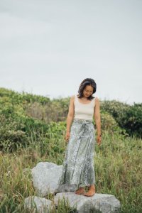 20%offフラワーバンダナロングスカート 