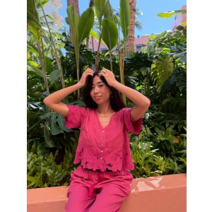 画像: 【2026春夏予約商品】カットワーク半袖トップス