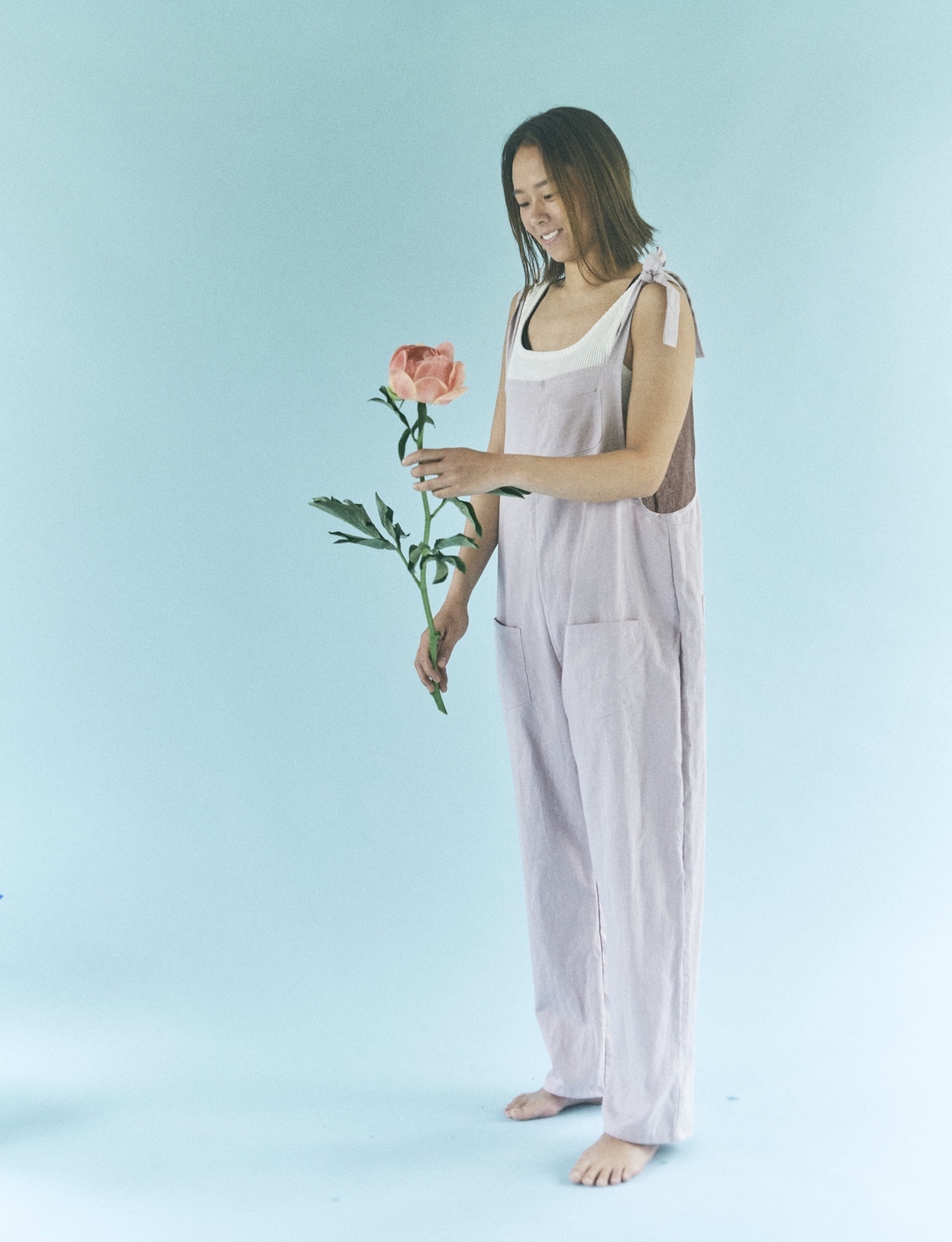 画像14: 【2026春夏予約商品】リネン混サロペット/ヒッコリーサロペット